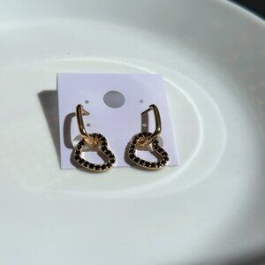 Black Heart Luxe – 14k Gold-Filled Drop Earrings with Midnight Sparkle